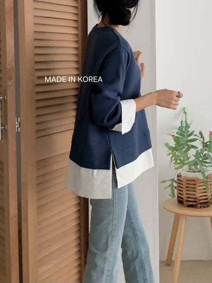 1A216 拚襯衫下擺棉質上衣