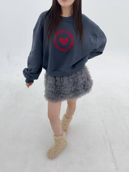 1B101 電繡愛心短版大學T