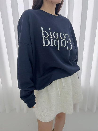 1B116 字母珍珠長版大學T