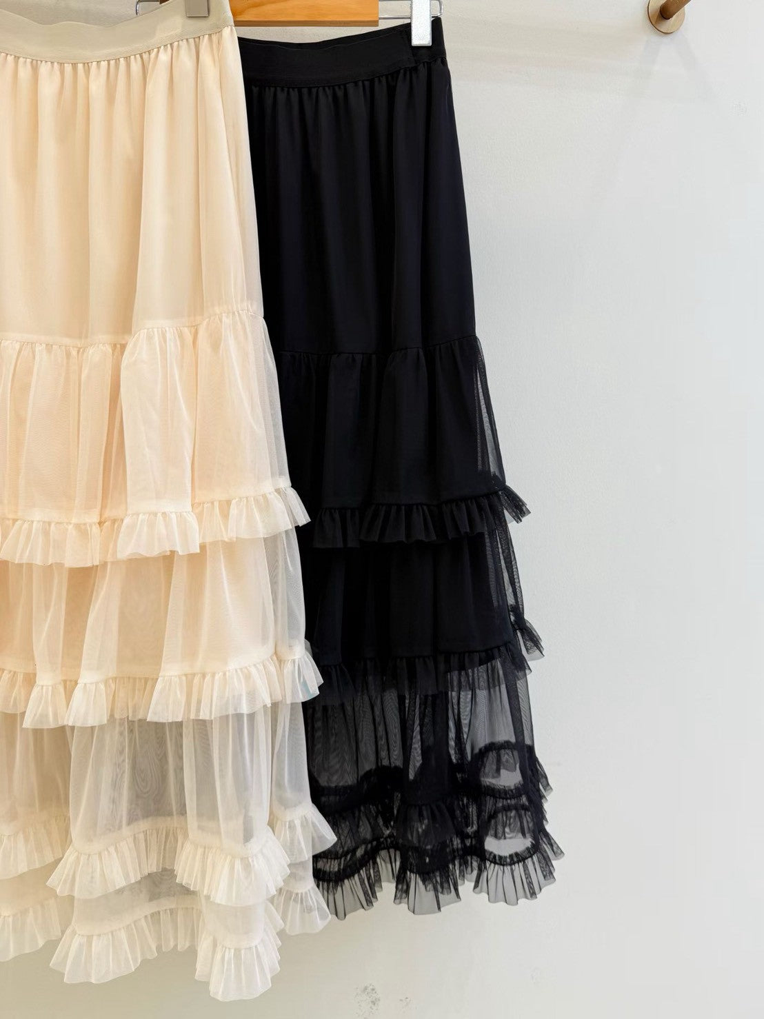 1B109 鬆緊腰蛋糕長紗裙