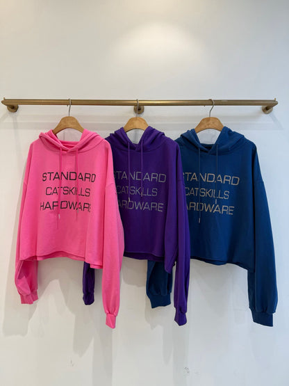 1B105 字母下擺捲邊短版帽T(沒有刷毛)