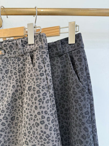 1B102 豹紋長寬褲(後腰鬆緊)
