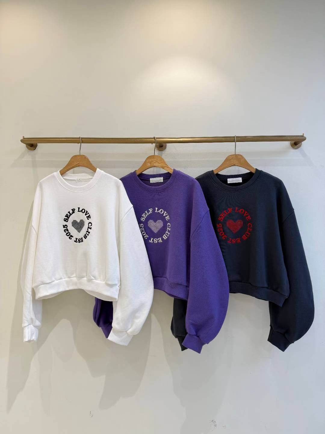 1B101 電繡愛心短版大學T