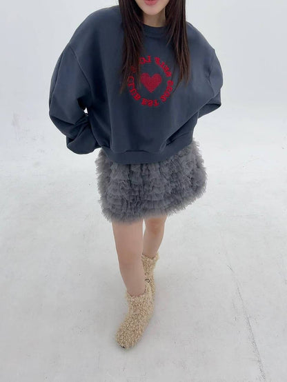 1B101 電繡愛心短版大學T