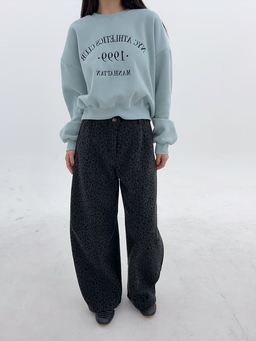 1B102 豹紋長寬褲(後腰鬆緊)