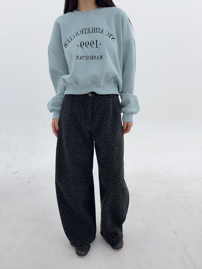 1B102 豹紋長寬褲(後腰鬆緊)