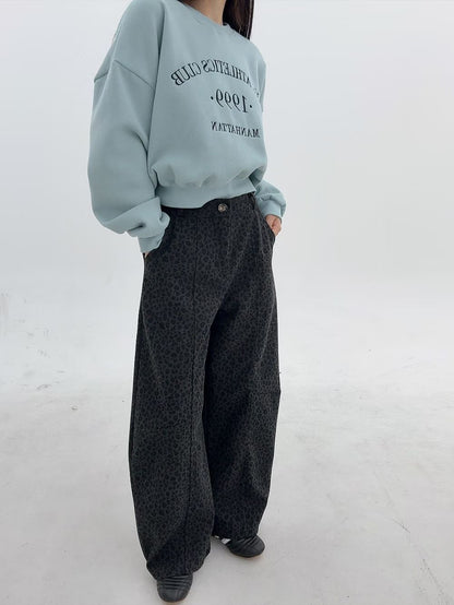 1B102 豹紋長寬褲(後腰鬆緊)