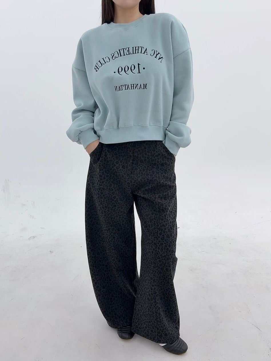 1B102 豹紋長寬褲(後腰鬆緊)