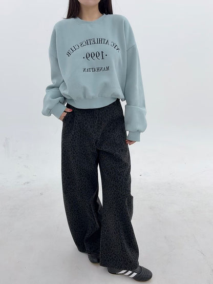 1B102 豹紋長寬褲(後腰鬆緊)