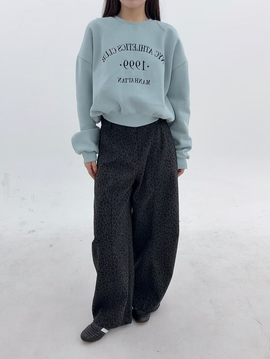 1B102 豹紋長寬褲(後腰鬆緊)