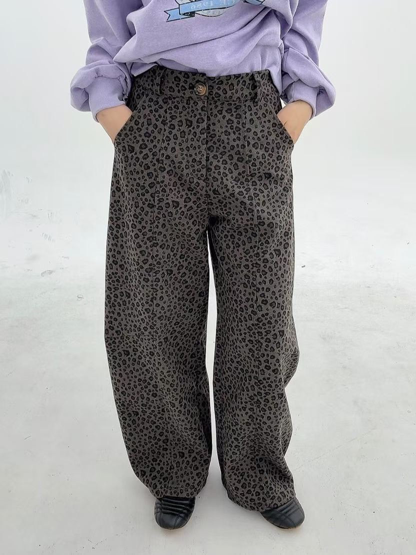 1B102 豹紋長寬褲(後腰鬆緊)