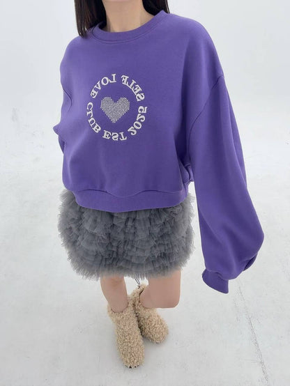 1B101 電繡愛心短版大學T