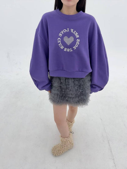 1B101 電繡愛心短版大學T