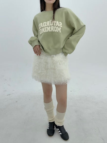 1B107 可愛撞色字母短版大學T(內磨毛)