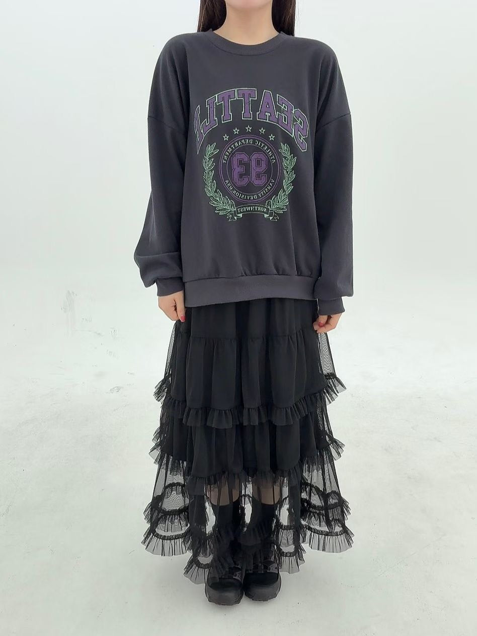 1B109 鬆緊腰蛋糕長紗裙