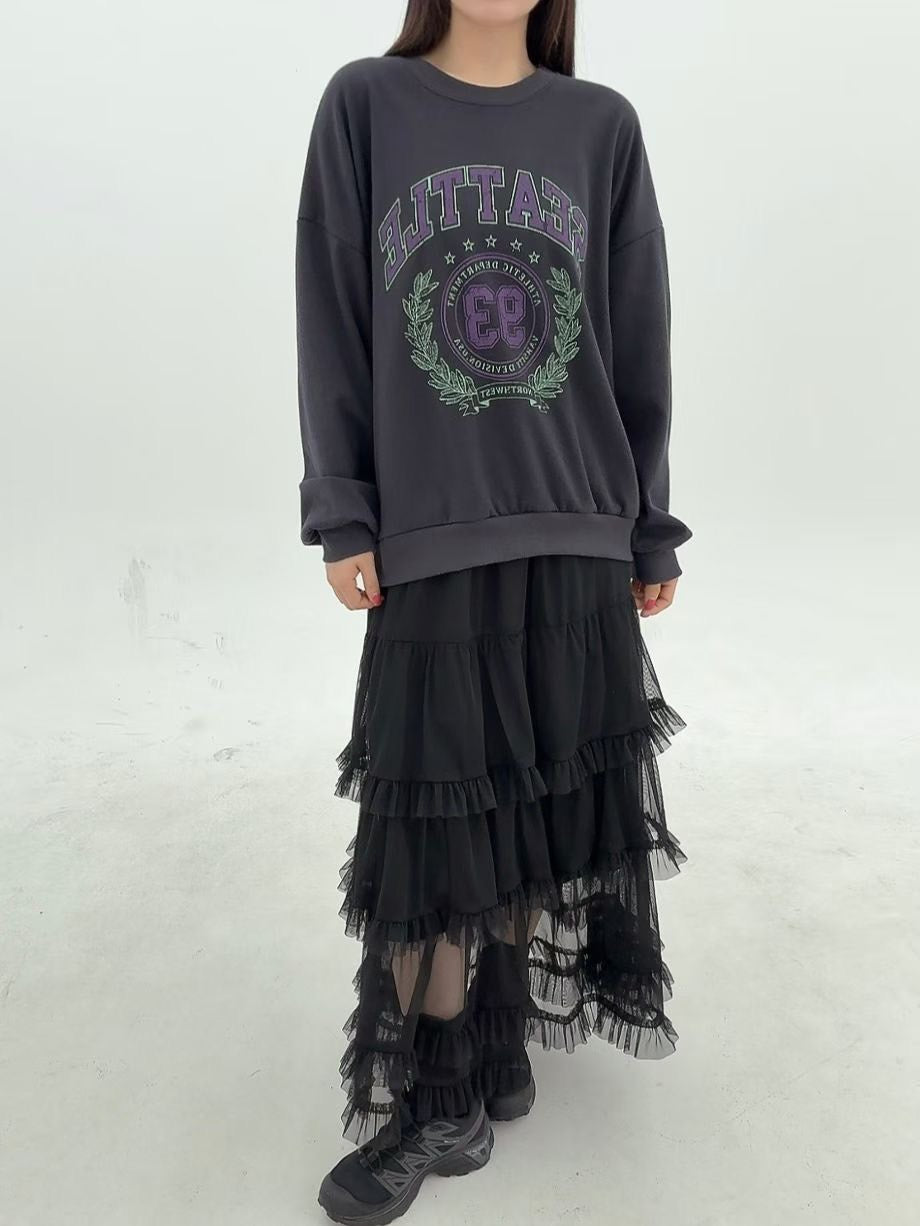 1B109 鬆緊腰蛋糕長紗裙