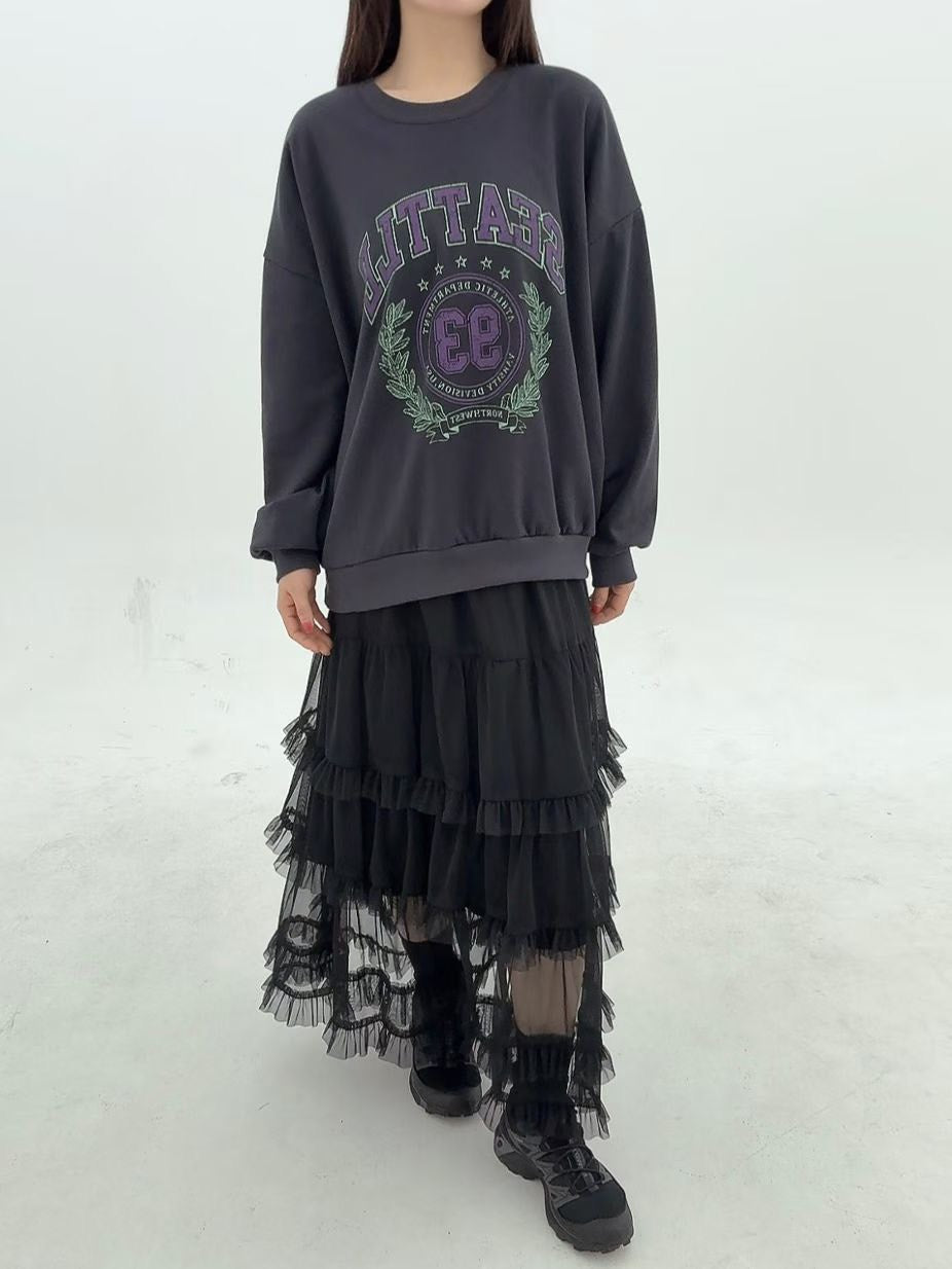 1B109 鬆緊腰蛋糕長紗裙