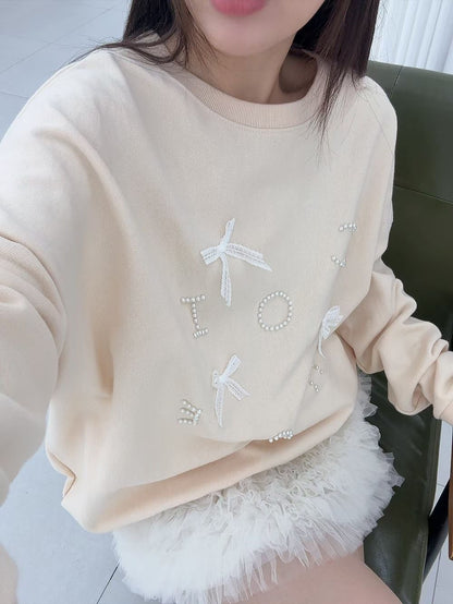 1B111 蝴蝶結珍珠字母衛衣