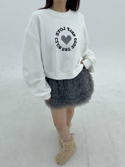 1B101 電繡愛心短版大學T