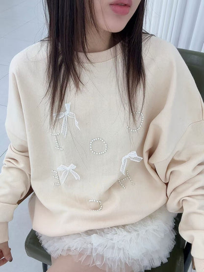 1B111 蝴蝶結珍珠字母衛衣