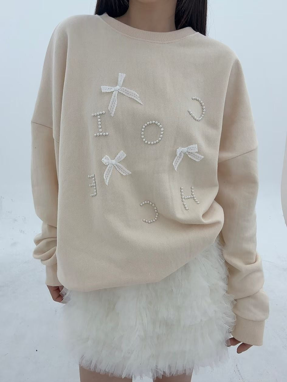1B111 蝴蝶結珍珠字母衛衣