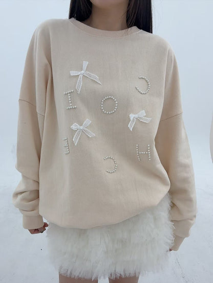 1B111 蝴蝶結珍珠字母衛衣