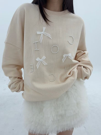 1B111 蝴蝶結珍珠字母衛衣