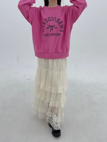 1B114 電繡蝴蝶結大學T