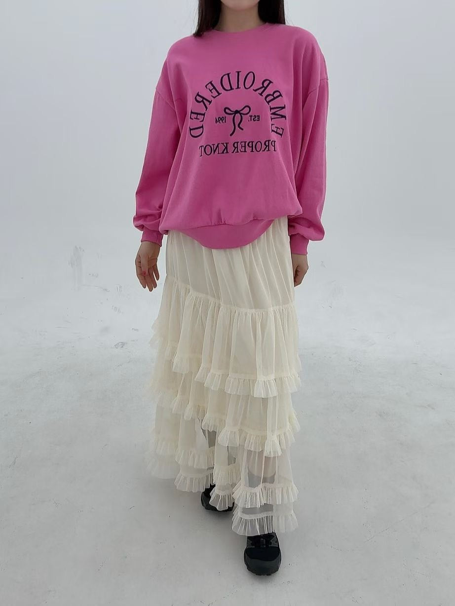 1B109 鬆緊腰蛋糕長紗裙