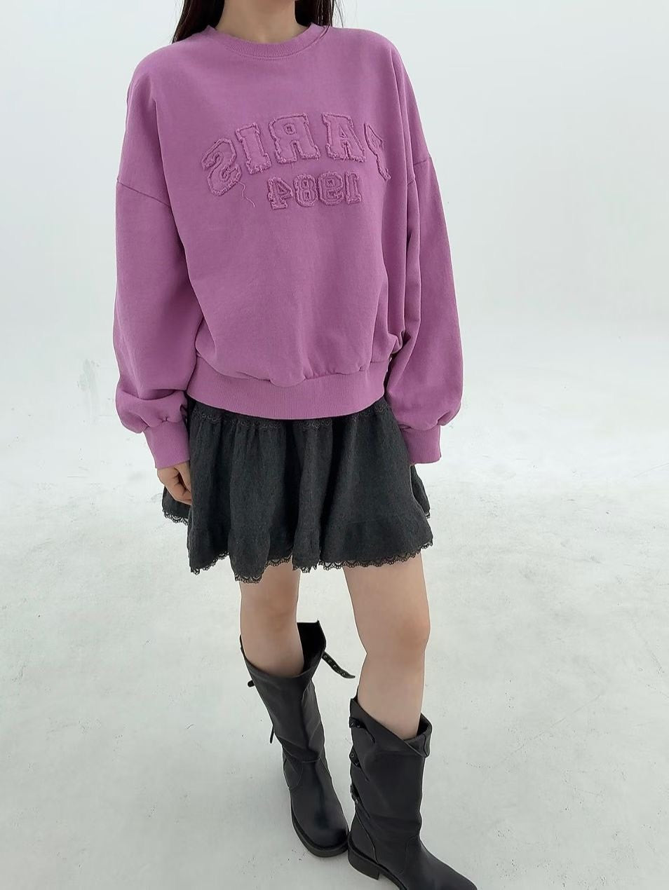 1B110 抽鬚字母水洗衛衣