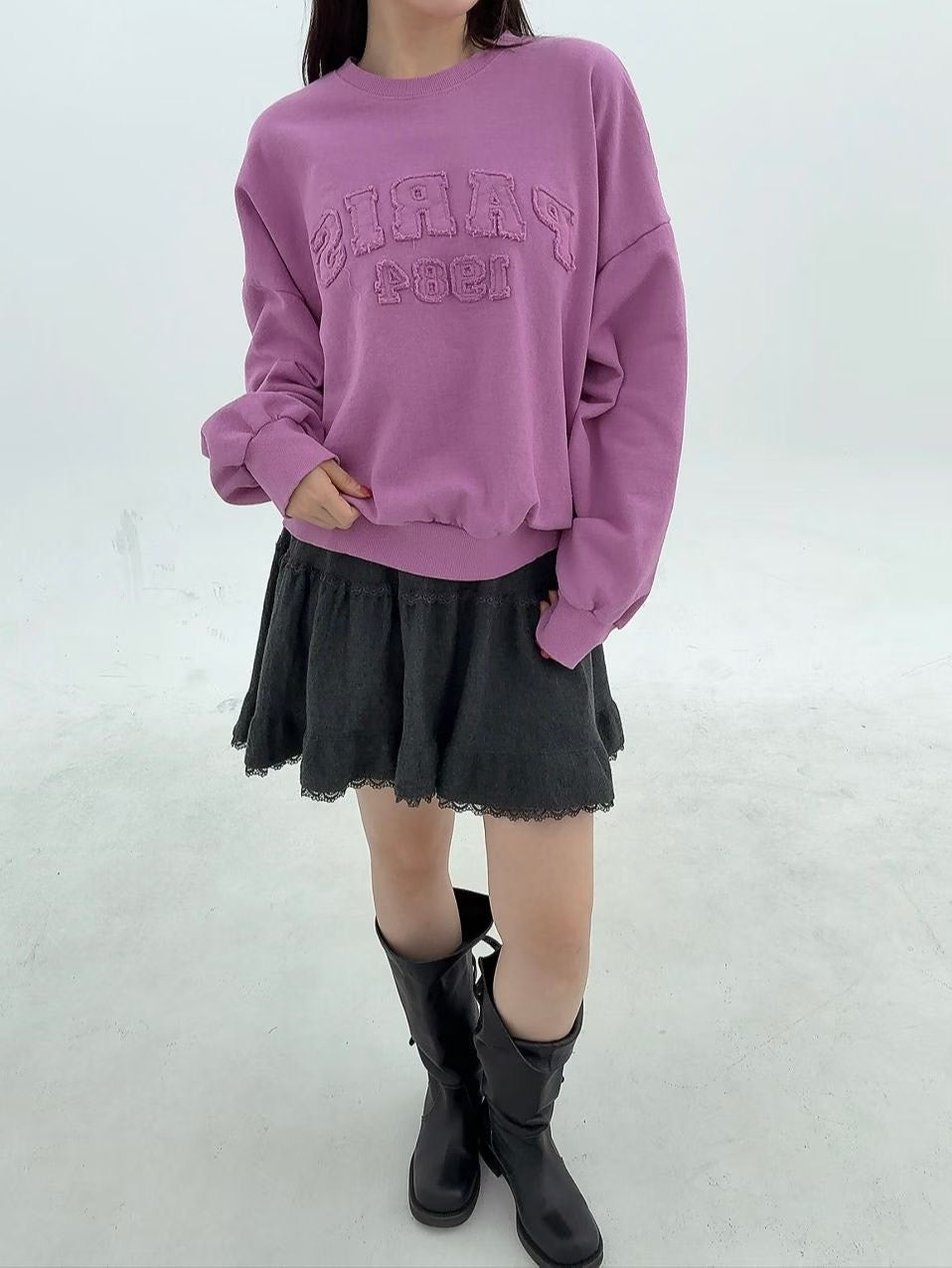 1B110 抽鬚字母水洗衛衣