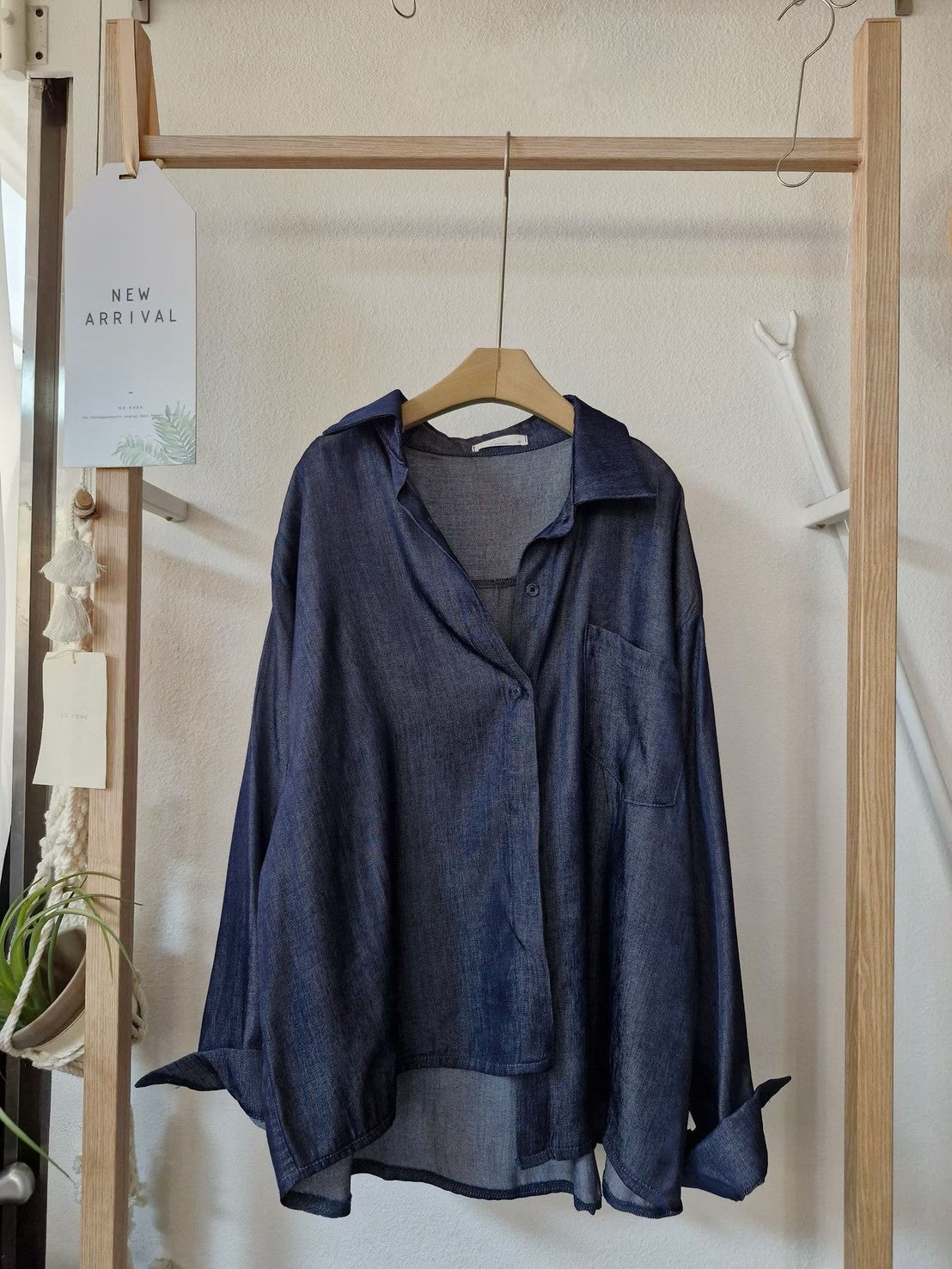 1C316 珠光長版襯衫+長寬褲