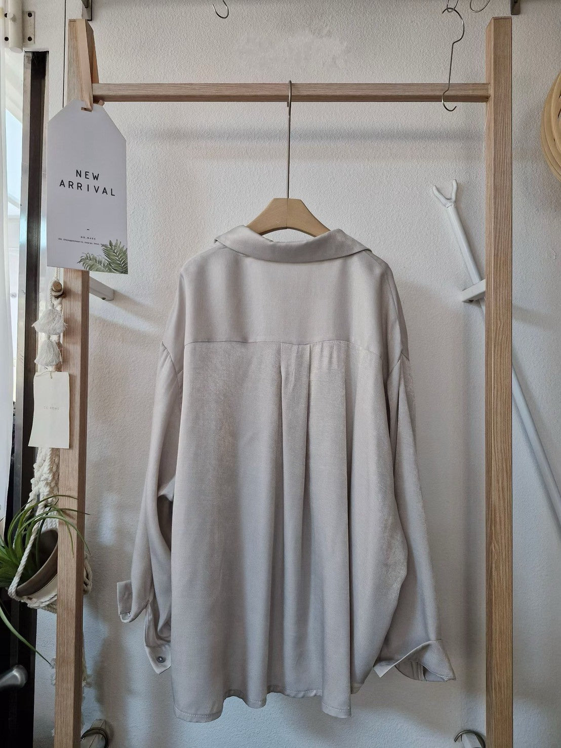 1C316 珠光長版襯衫+長寬褲