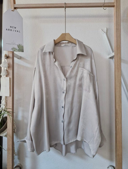 1C316 珠光長版襯衫+長寬褲