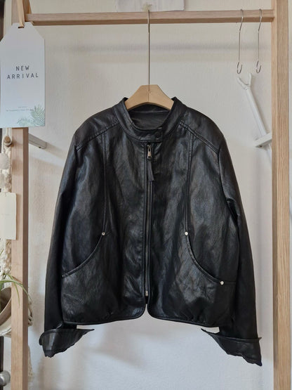 1C313 圓領簡約皮衣