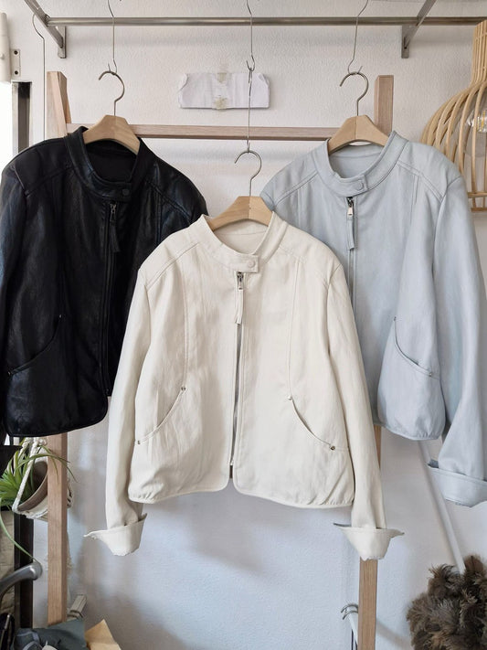 1C313 圓領簡約皮衣