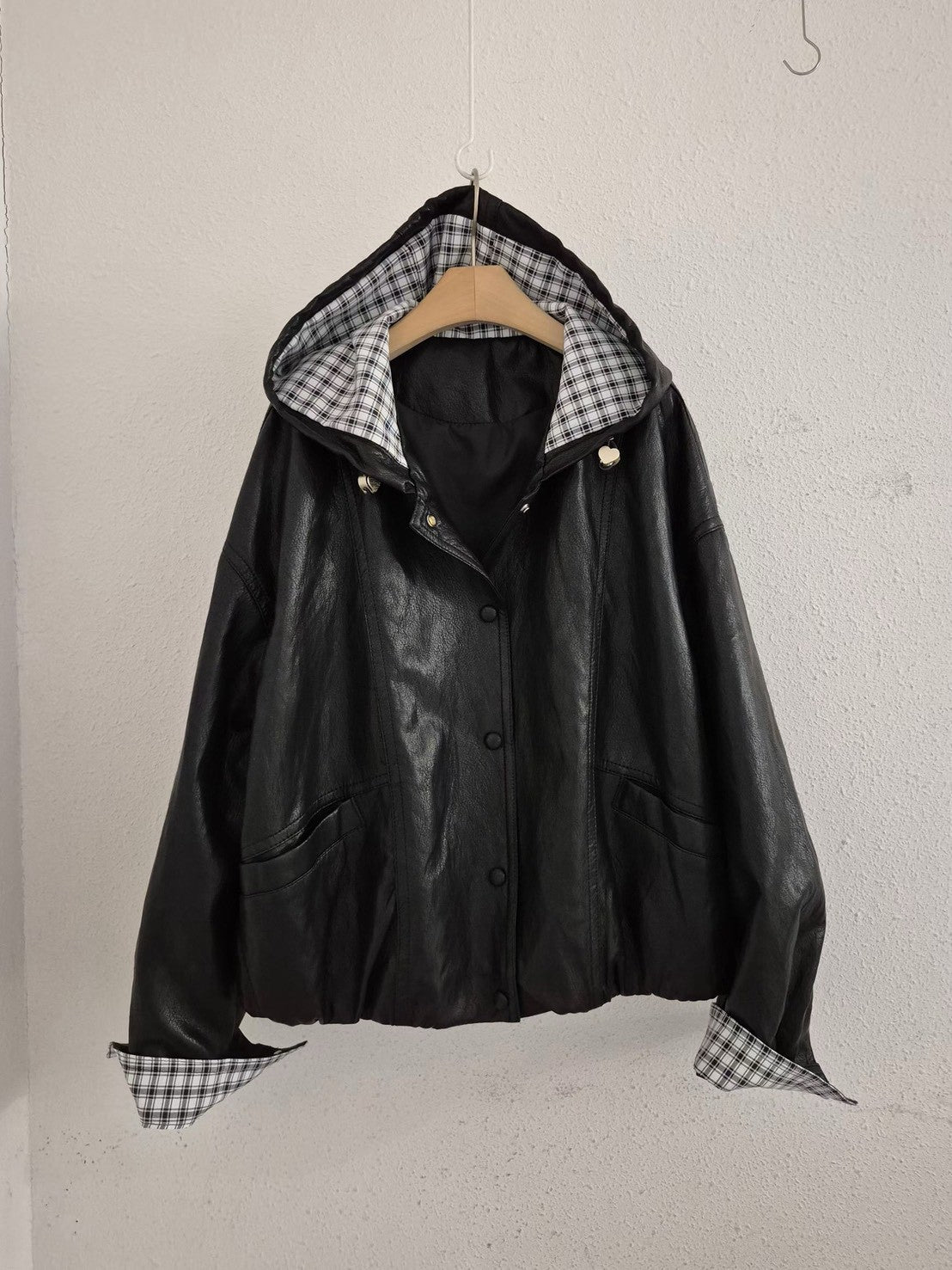 1C312 內格紋連帽皮質外套