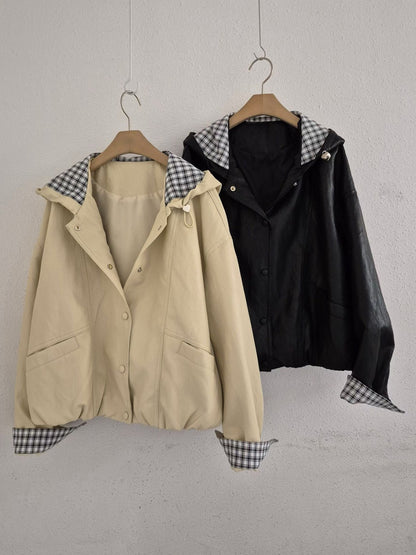 1C312 內格紋連帽皮質外套