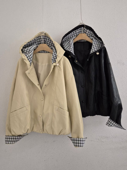 1C312 內格紋連帽皮質外套