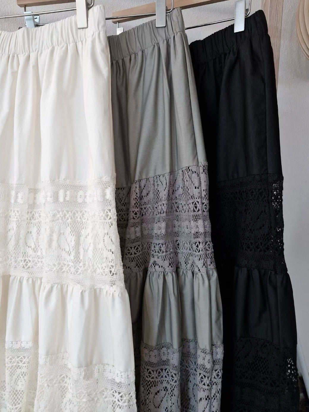 1C311 拚蕾絲長傘裙