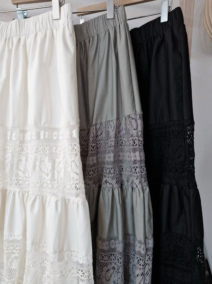 1C311 拚蕾絲長傘裙