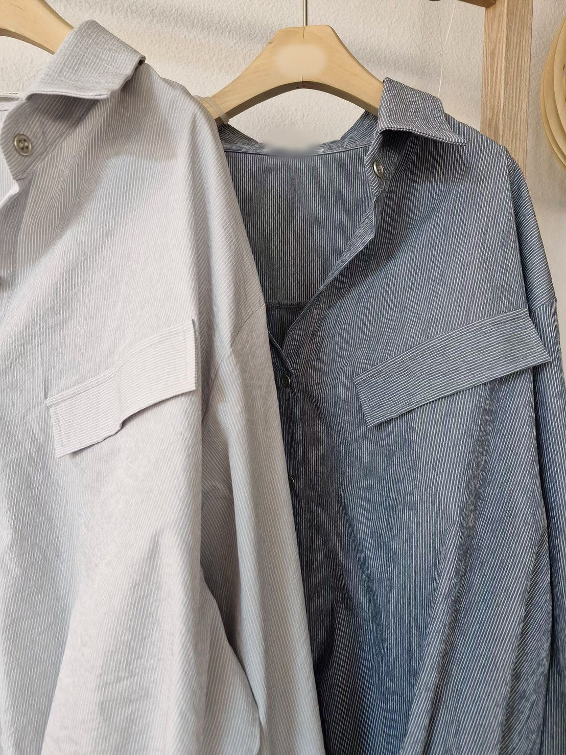 1C309 下擺抽繩直紋襯衫