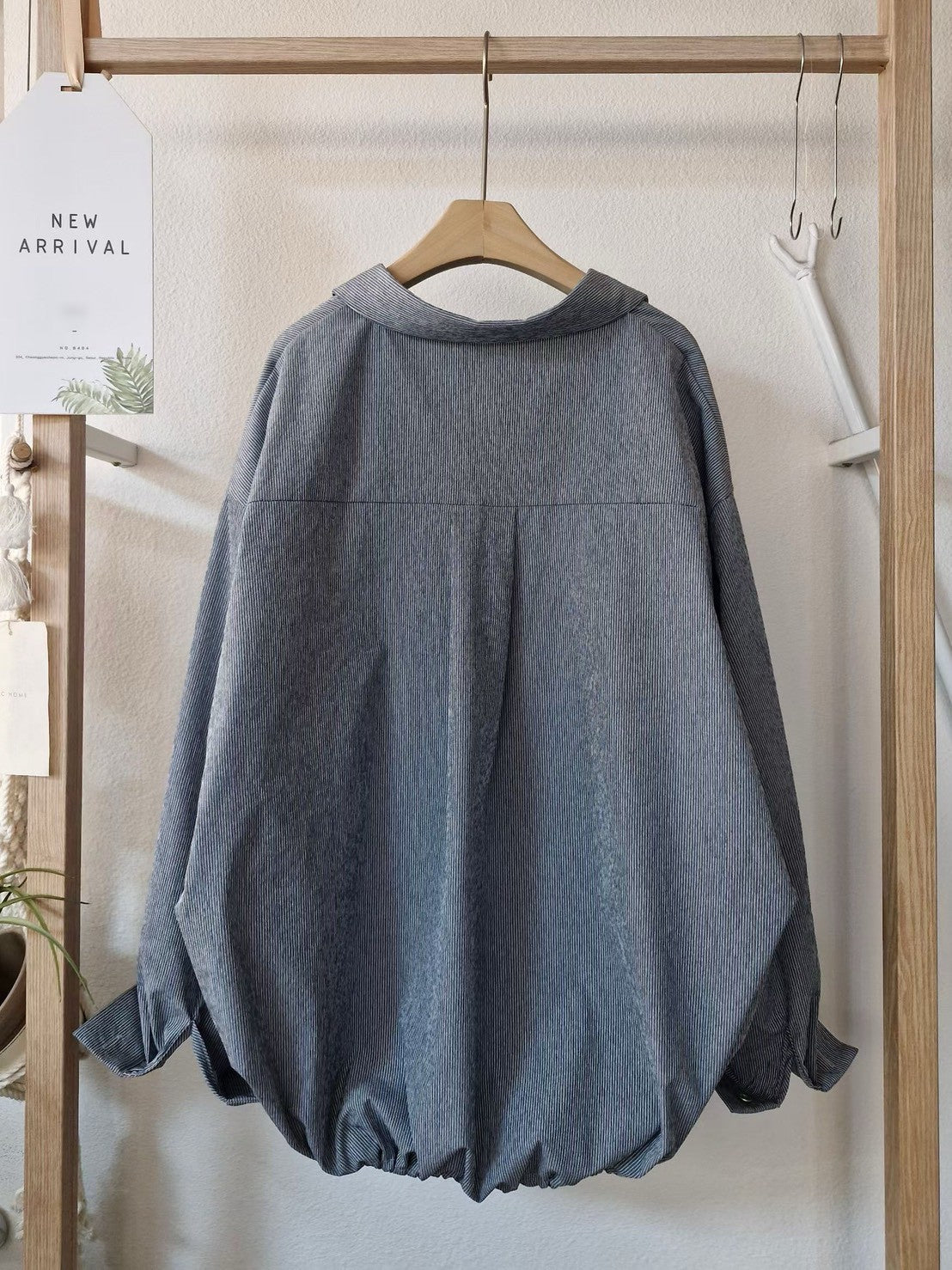 1C309 下擺抽繩直紋襯衫