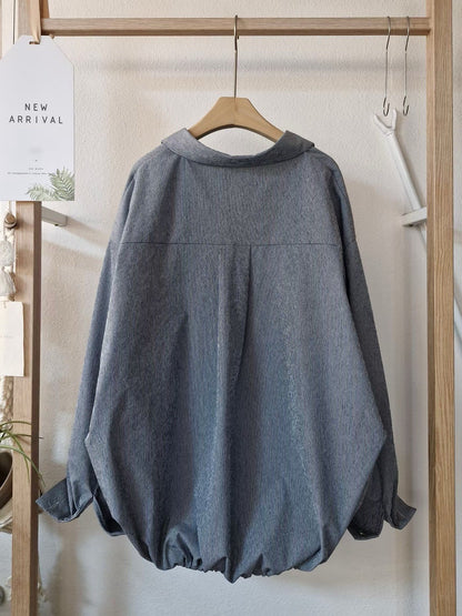 1C309 下擺抽繩直紋襯衫