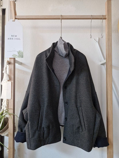 1C317 壓縮毛呢翻領外套