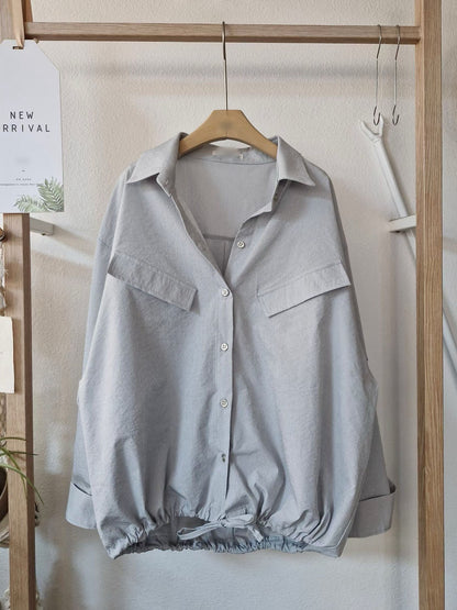 1C309 下擺抽繩直紋襯衫