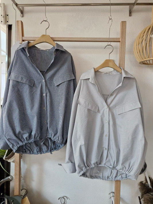 1C309 下擺抽繩直紋襯衫