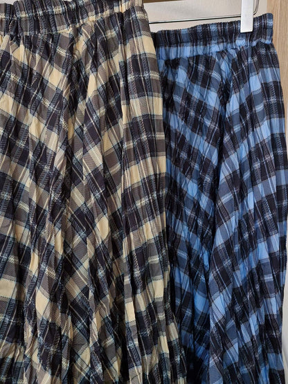 1C307 鬆緊腰格紋長裙