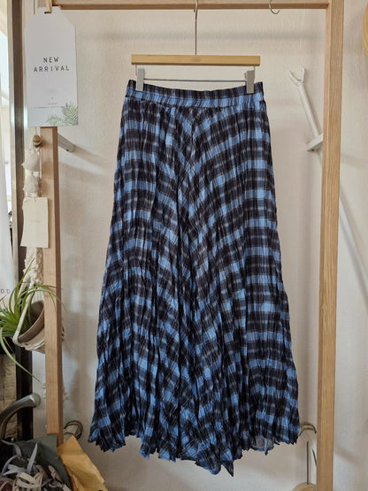 1C307 鬆緊腰格紋長裙