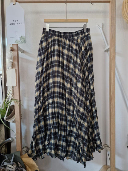 1C307 鬆緊腰格紋長裙